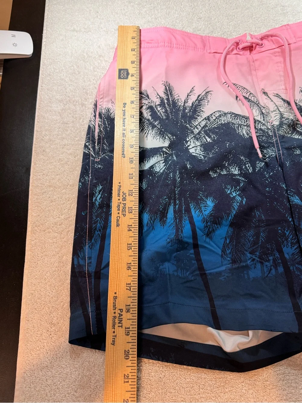 Men's Trinity Coast Pink to Blue Gradient Palm-Print 9” Swim Trunks Size Large
